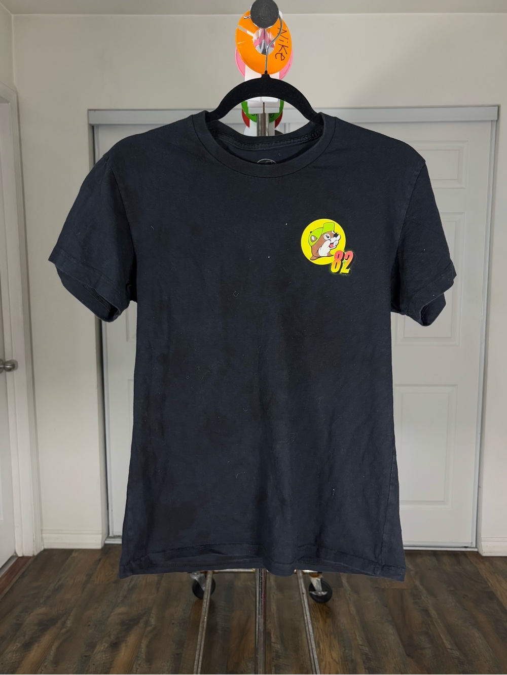 Black Short Sleeve Graphic Tee with Yellow 82 Accent